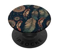 PopSockets Plume Attrape de rêves esthétique PopGrip Adhésif pour Téléphone portable Noir