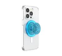 PopSockets Poignée de téléphone Compatible avec MagSafe, Anneau Adaptateur pour MagSafe Inclus, Support de téléphone, Compatible avec Chargement sans Fil - Bleu électrique translucide