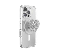 PopSockets Poignée de téléphone pour MagSafe avec béquille magnétique, Support Amovible, poignée sûre pour iPhone Cases MagSafe, téléphone et Tablette - Confettis Coeur argenté Sizzle