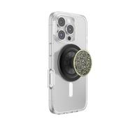 PopSockets Poignée de téléphone pour MagSafe avec béquille, support magnétique, dessus interchangeable, maintien sûr pour iPhone MagSafe, prise en main de téléphone et tablette - Noir émaillé Monstera