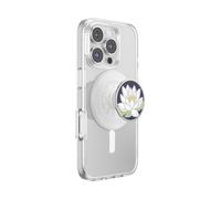 PopSockets Poignée Ronde pour téléphone Compatible avec MagSafe, Anneau Adaptateur Inclus, Support de téléphone, Compatible avec Chargement sans Fil - White Lily Midnight
