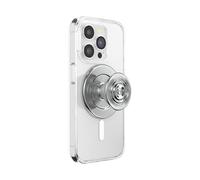 PopSockets Poignée Ronde pour téléphone Compatible avec MagSafe, Anneau Adaptateur Inclus, Support de téléphone, Compatible avec Chargement sans Fil - Chrome ondulé