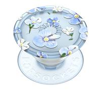 PopSockets : PopGrip Plant - Support et poignée Extensible fabriqué avec des matériaux à Base de Plantes avec Un Dessus Interchangeable pour Smartphones et tablettes - Translucent Blue Fields