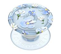 PopSockets : PopGrip Plant - Support et poignée Extensible fabriqué avec des matériaux à Base de Plantes avec Un Dessus Interchangeable pour Smartphones et tablettes - Translucent Blue Fields