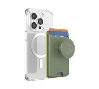 PopSockets: PopWallet pour MagSafe - avec poignée - Comprend Un Anneau Adaptateur pour MagSafe - Porte-Cartes Mince repositionnable pour Smartphones et Coques - SoftGoods - Eucalyptus