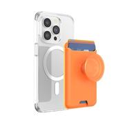 PopSockets: PopWallet pour MagSafe - avec poignée - Comprend Un Anneau Adaptateur pour MagSafe - Porte-Cartes Mince repositionnable pour Smartphones et Coques - SoftGoods - Cantaloupe