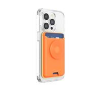 PopSockets: PopWallet pour MagSafe - avec poignée - Comprend Un Anneau Adaptateur pour MagSafe - Porte-Cartes Mince repositionnable pour Smartphones et Coques - SoftGoods - Cantaloupe