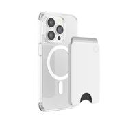 PopSockets Portefeuille Minimaliste Fin pour téléphone, Porte-Cartes de téléphone, Compatible avec Chargement sans Fil, Portefeuille sans poignée, Compatible avec MagSafe, Blanc