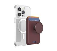 PopSockets Portefeuille Porte-Cartes de téléphone avec préhension Extensible, Compatible avec Chargeur sans Fil, Compatible avec MagSafe - Rouge-Brun (Sang-de-bœuf)
