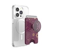 PopSockets Portefeuille pour téléphone avec Prise en Main Extensible, Porte-Cartes pour téléphone, Compatible avec Chargeur sans Fil, Portefeuille Compatible avec MagSafe, Mauve céleste