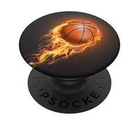 PopSockets Realistic basketball on fire Ball Player Athlete Game Basket PopSockets PopGrip - Support et Grip pour Smartphone/Tablette avec un Top Interchangeable