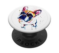 PopSockets Smartphone coloré de bouledogue français PopSockets PopGrip - Support et Grip pour Smartphone/Tablette avec un Top Interchangeable