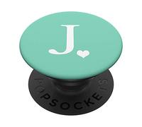 PopSockets Vert Menthe Pastel, Lettre Initiale J Monogramme Du Cœur PopSockets PopGrip - Support et Grip pour Smartphone/Tablette avec un Top Interchangeable