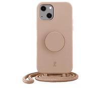 PopSockets x Just Elegance - Coque de protection pour iPhone 14 6,1" - Avec cordon amovible et support pour les doigts - Abricot délicat