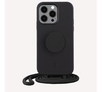PopSockets x Just Elegance | Necklace Case | Etui pour téléphone portable pour iPhone 14 Pro Max 6,7" | PopGrip | avec cordon détachable | Porte-doigts I Noir
