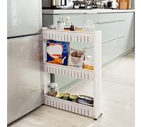 POPSPARKk Chariot de Cuisine sur 3/4 étages,Étagère de Rangement Fine, Meuble de Cuisine, Meuble de Rangement à roulettes, Étagère de Cuisine roulante, Etagère pour Cuisine Rangement (3étages)
