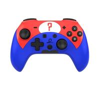 Minibird Pop Top - Manette sans fil Bluetooth "La Question" pour Nintendo Switch - Autonomie 16 heures - Manette Compacte et Compatible pour Switch/Switch Lite/Switch Pro - Turbo - Bleu et Rouge