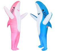 Poptrend Lot de 2 costumes gonflables de requin pour couples pour adultes - Costumes gonflables d'Halloween amusants pour elle et lui - Cosplay Duo