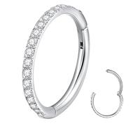 Popuhoops Anneau de nez en acier chirurgical 316L en oxyde de zirconium - Anneau de septum argenté sans couture - Bijoux de piercing pour cartilage, oreille, piercing 20 g, 18 g, 16 g, hélix, rok