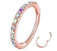 Popuhoops Anneau de nez en acier chirurgical 316L en oxyde de zirconium - Anneau de septum argenté sans couture - Bijoux de piercing pour cartilage, oreille, piercing 20 g, 18 g, 16 g, hélix, rok