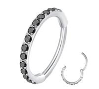 Popuhoops Anneau de nez en acier chirurgical 316L en oxyde de zirconium - Anneau de septum argenté sans couture - Bijoux de piercing pour cartilage, oreille, piercing 20 g, 18 g, 16 g, hélix, rok