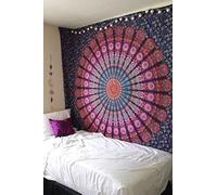 Populaire hippie mandala Bohemian psychédélique Complexe Motif floral indien Couvre-lit Tapisserie Pensée magique, par populaire bricolage, Coton, violet,