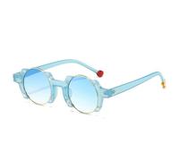 Popular Fashion Round Women Punk Sunglasses Retro Rivets Men Trending Yellow Blue Sun Glasses Gradient Shades UV400(Blue Blue Gradient)