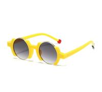 Popular Fashion Round Women Punk Sunglasses Retro Rivets Men Trending Yellow Blue Sun Glasses Gradient Shades UV400(Yellow Gray Gradient)