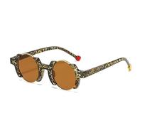 Popular Fashion Round Women Punk Sunglasses Retro Rivets Men Trending Yellow Blue Sun Glasses Gradient Shades UV400(Yellow Pattern Tea)