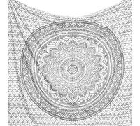 Popular Handicrafts Tapisserie murale à suspendre - Hippie - Mandala - Bohème - Hippie - Style indien complexe - Couvre-lit - 140 x 152 cm - Argenté