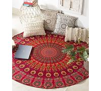 Popular Handicrafts Tapisserie murale complexe motif du mandala, style indien/hippie/bohème, ronde, 178 cm, rouge