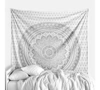 Popular Handicrafts Tapisserie murale de style hippie, ombré, mandala, bohème, style hippie, métallique, brillant, indien, 140 x 210 cm, argenté
