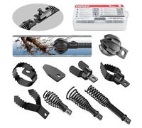 POPULO Kit d'accessoires professionnels 9 en 1 : grand coupe-racines à 6 lames et fixation tarière 8 pièces, pour tuyaux de 3,8 à 10,2 cm, élimine les racines des arbres et les bouchons difficiles
