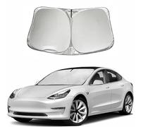 PopUp Pare-Brise de Voiture - Protection Solaire - Bloque Les Rayons UV - Pliable - pour Tesla Model 3 2017-2023 - 141 x 95 cm (Argent)