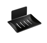 Popuway Porte-savon pour douche, porte-savon en acier inoxydable, porte-savon simple, support mural avec dos adhésif 3M, porte-éponge antirouille pour salle de bain, baignoire, évier de cuisine (noir)