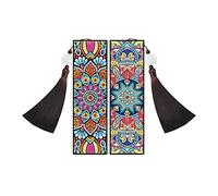 popyes 2 Pièces Marque-page de Peinture au Diamant Bricolage Diamond Painting Marque Pages en Cuir Creatif Mosaïque Artisanat Signet Livre avec Glands Cadeau (Mandala G)