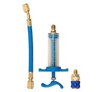 popyes Injecteur d'huile de Climatisation Injecteur de Colorant d'huile A/C 30 ML 1oz avec Adaptateur de Coupleur Rapide Côté Bas SAE 1/4" Seringue de Remplissage d'Huile Climatiseur
