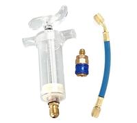 popyes Injecteur d'huile de Climatisation Injecteur de Colorant d'huile A/C 30 ML 1oz avec Adaptateur de Coupleur Rapide Côté Bas SAE 1/4" Seringue de Remplissage d'Huile Climatiseur