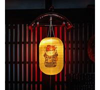 popyes Lanterne Solaire Japonaise à Imprimé Chat Porte-bonheur Lanterne Suspendue Décorative en Tissu Imperméable LED Lanterne Japonaise Suspension pour Jardin Cour Bar Restaurant (Style K)