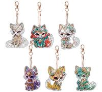 popyes Porte-clés Peinture Diamant Bricolage Diamond Painting Porte Clé Renard Strass Double Face Mosaïque Broderie Diamant Porte Clé Peinture Diamant Porte Clef Pendentif Artisanat Cadeau