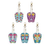 popyes Porte-clés Peinture Diamant Bricolage Diamond Painting Porte Clé Tongs Strass Double Face Mosaïque Broderie Diamant Porte Clé Peinture Diamant Porte Clef Pendentif Artisanat Cadeau