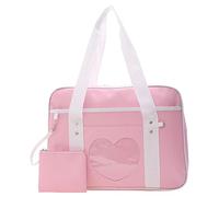 popyes Sac d'école Japonais, Sac à Main Style Japonais avec Porte-monnaie, Sac à Main Lycée Femme JK Uniforme Sac à Bandoulière Kawaii pour Filles (Rose)