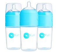 PopYum - Biberón anticólicos para bebé para preparar, mezclar y administrar fórmula, Paquete de 3, 9onzas / 260ml Azul