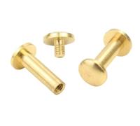 POQAX Lot de 10 vis et clous à rivets for ceinture, portefeuille, attaches en laiton massif for reliure et maroquinerie(15mm)
