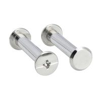 POQAX Lot de 2 rivets cuivrés à tête plate, vis de reliure M5, assemblage nickelé for reliure de livres, bricolage, maroquinerie(Silver,45mm)