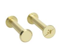 POQAX Lot de 2 rivets cuivrés à tête plate, vis de reliure M5, assemblage nickelé for reliure de livres, bricolage, maroquinerie(Gold,15mm)