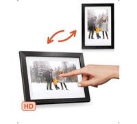 Pora&co Cadre photo numérique avec WiFi et application Frameo 8 pouces, noir bois/blanc