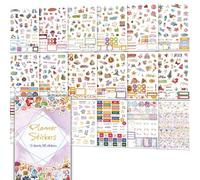 poraceous 18 Feuilles Stickers Bullet Journal, 785 Pièces Autocollant Scrapbooking, Autocollants de Fleurs, Planificateurs de Décoration pour Agenda, Saisonniers, Calendrier, Planification et Budget