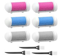 Poraceous 6 Pièces Rouleaux de Rechange, Remplacement Rouleaux Têtes Recharges, Accessoires pour Ponceuse Électrique pour Les Pieds, avec Pinceau, Compatible avec Scholl/Essy/ShoRan/Ratukall/Pedi