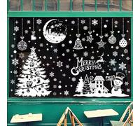 poraceous 9 Pièces Stickers Noel Fenetre, Blancs Decoration Noel Fenetre Electrostatique, Réutilisable DIY Amovibles PVC Autocollant Statique, Hiver Decoration Maison Interieur Sticker